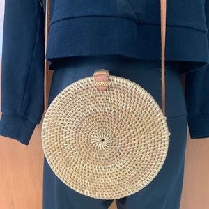 Rattan crossbody purse